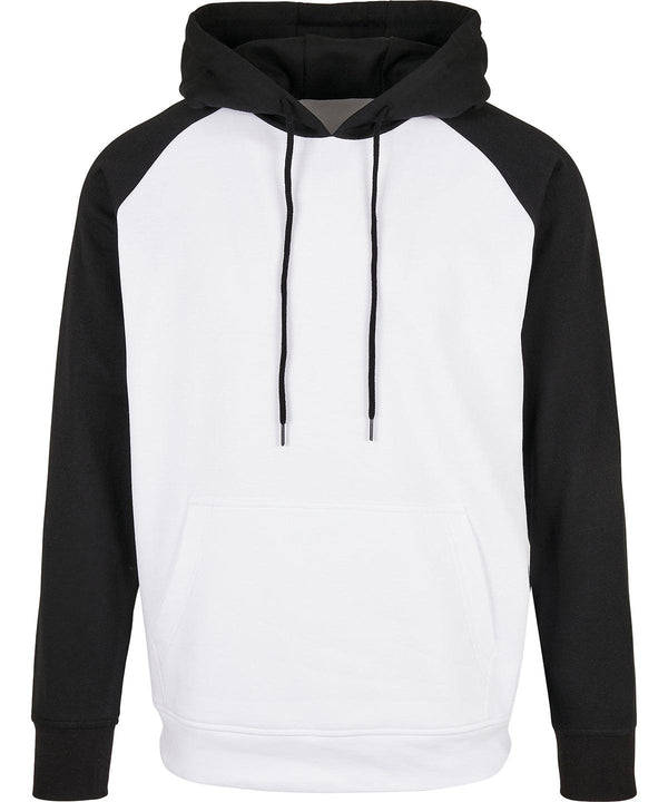 White/Black - Basic raglan hoodie Hoodies Build Your Brand Basic Hoodies, New For 2021, New Styles For 2021, Plus Sizes, Rebrandable, Trending Schoolwear Centres