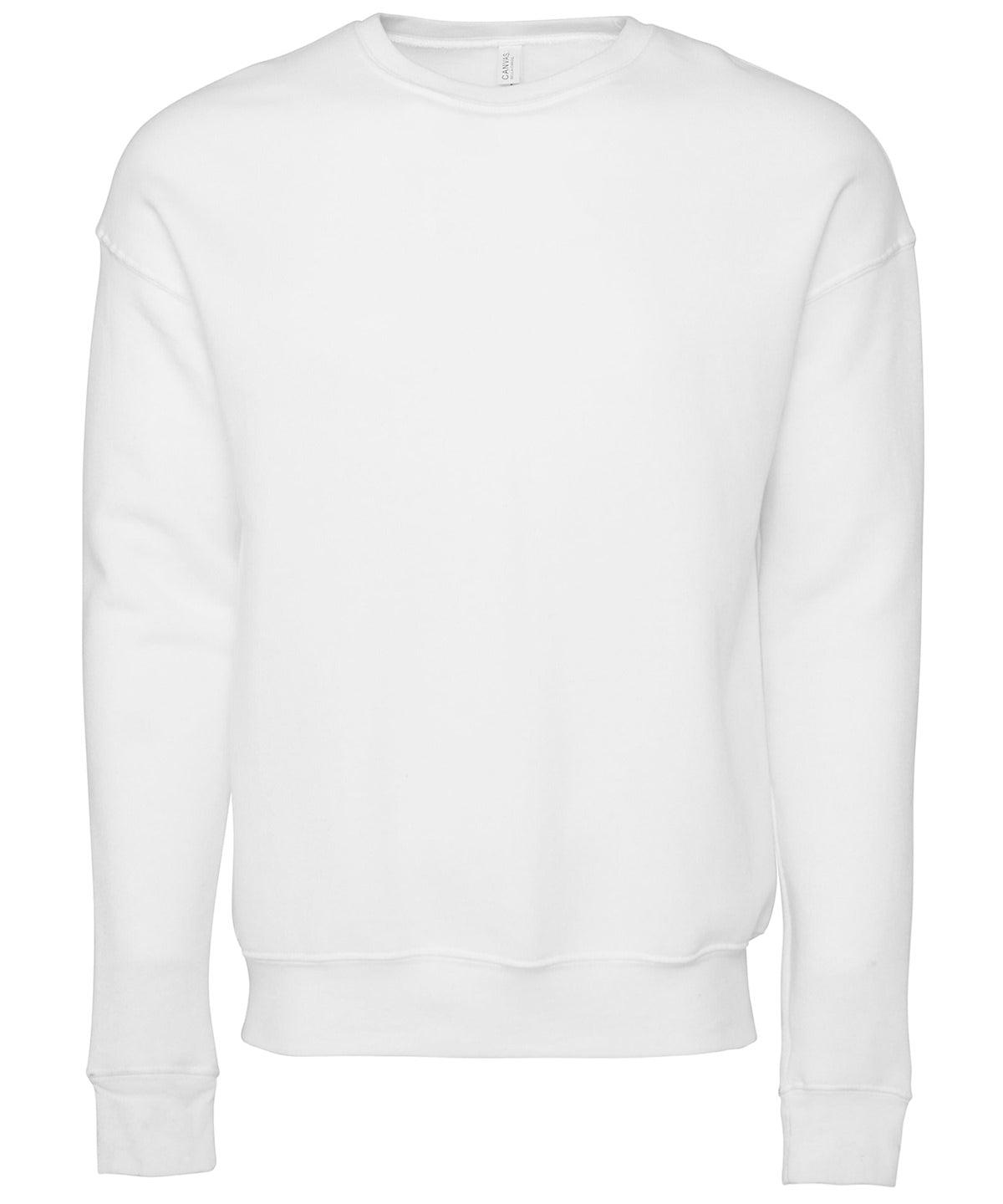 DTG White - Unisex drop shoulder fleece Sweatshirts Bella Canvas Must Haves, New Colours For 2022, New Colours for 2023, Rebrandable, Sweatshirts, Working From Home Schoolwear Centres