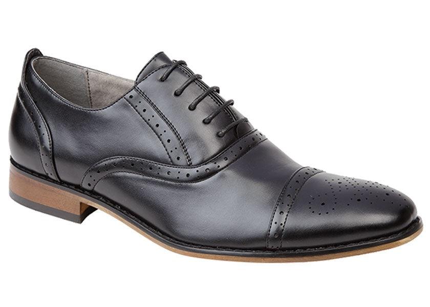 GOOR Capped Lace Oxford Brogue Shoe | Black | Mid Brown | Oxblood | Grey - Schoolwear Centres | School Uniform Centres