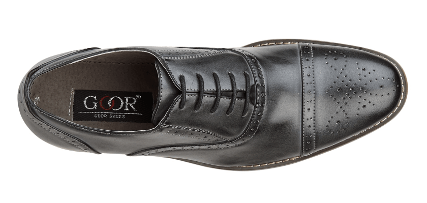 GOOR Capped Lace Oxford Brogue Shoe | Black | Mid Brown | Oxblood | Grey - Schoolwear Centres | School Uniform Centres