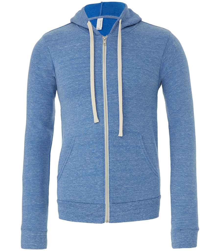 Canvas Unisex Tri-Blend Full Zip Hoodie | Blue Tri-Blend Hood Bella+Canvas style-cv3909 Schoolwear Centres