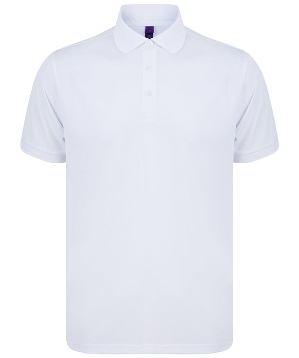 White - Recycled polyester polo shirt Polos Henbury Must Haves, New For 2021, New Styles For 2021, Organic & Conscious, Plus Sizes, Polos & Casual, Recycled Schoolwear Centres