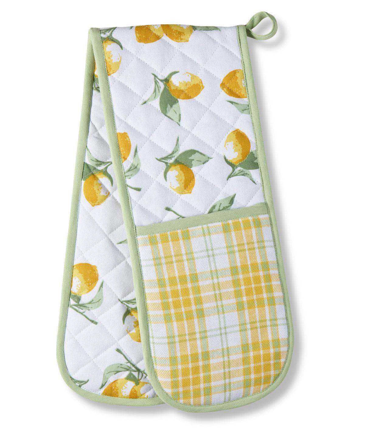 White/Yellow - Lemons double oven glove Gloves Home & Living Homewares & Towelling, New Styles For 2022 Schoolwear Centres