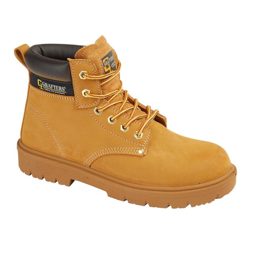 GRAFTERS 6 Eye Safety Boot | Black Smooth Action Leather | Honey Action Nubuck safety boot Schoolwear Centres Boot, Boot Bag, GRAFTERS Safety Rigger Boot, safety boot Schoolwear Centres