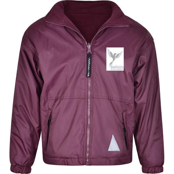 Belfairs Academy -  Maroon Reversible Outer (Rain) Fleece Jackets with School Logo - Schoolwear Centres | School Uniform Centres