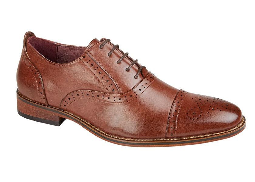 GOOR Capped Lace Oxford Brogue Shoe | Black | Mid Brown | Oxblood | Grey - Schoolwear Centres | School Uniform Centres