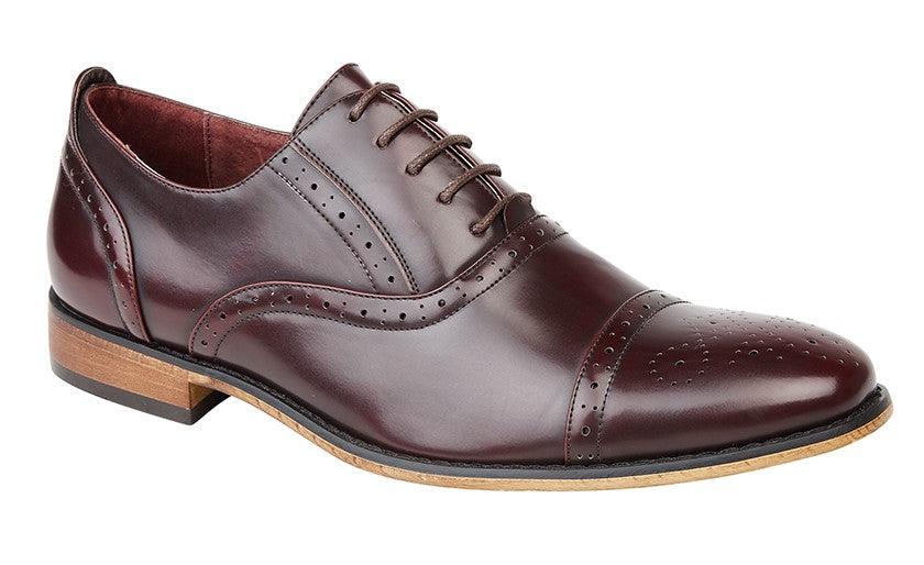 GOOR Capped Lace Oxford Brogue Shoe | Black | Mid Brown | Oxblood | Grey - Schoolwear Centres | School Uniform Centres
