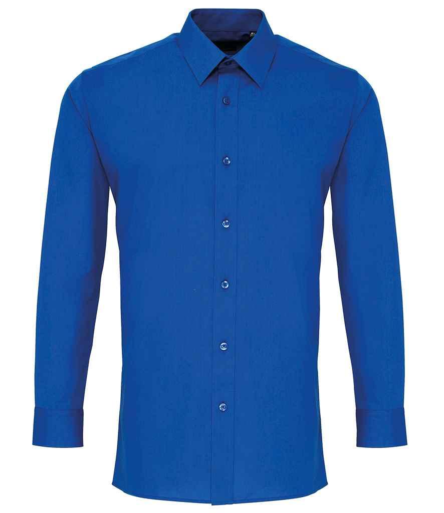 Premier Long Sleeve Fitted Poplin Shirt | Royal Blue Shirt Premier style-pr204 Schoolwear Centres