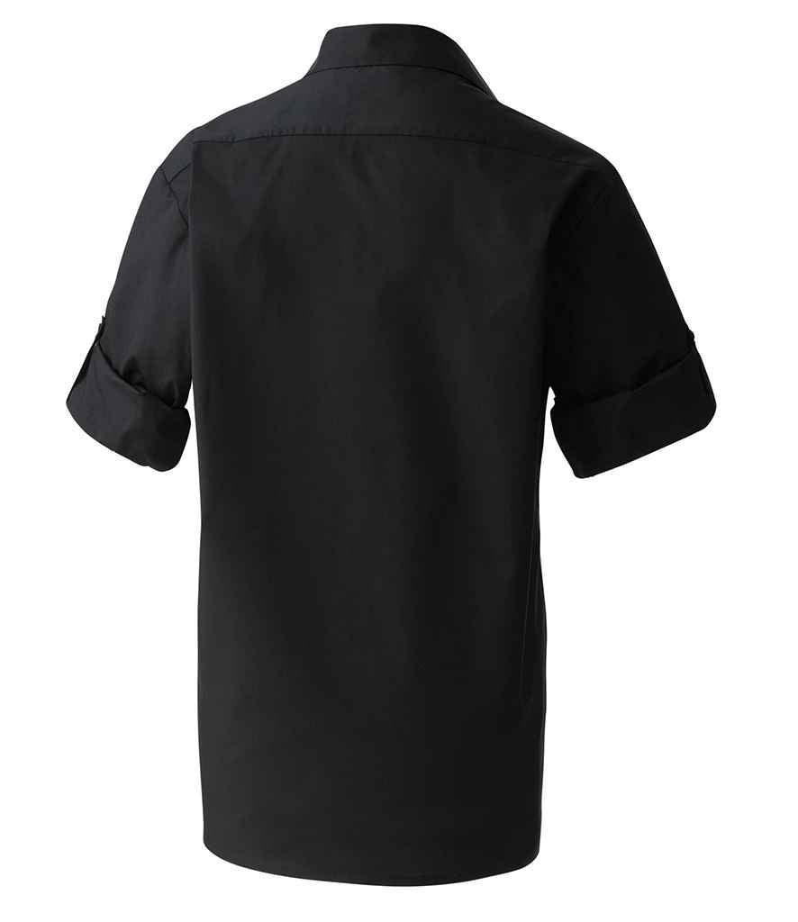 Premier Roll Sleeve Poplin Shirt | Black Shirt Premier style-pr206 Schoolwear Centres