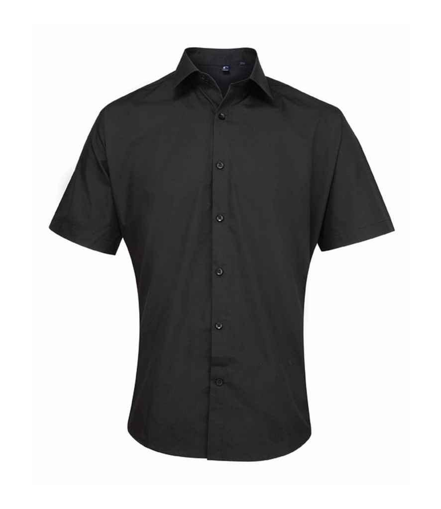 Premier Supreme Short Sleeve Poplin Shirt | Black Shirt Premier style-pr209 Schoolwear Centres