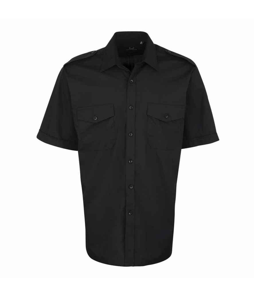 Premier Short Sleeve Pilot Shirt | Black Shirt Premier style-pr212 Schoolwear Centres