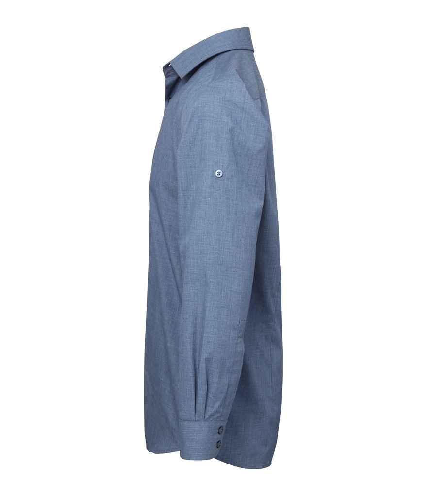 Premier Cross-Dye Roll Sleeve Shirt | Indigo Denim Shirt Premier style-pr217 Schoolwear Centres