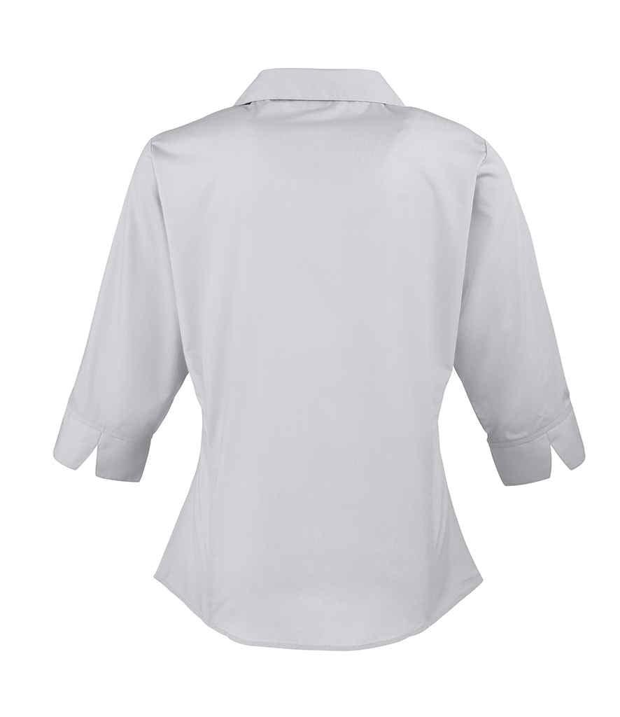 Premier Ladies 3/4 Sleeve Poplin Blouse | Silver Shirt Premier style-pr305 Schoolwear Centres