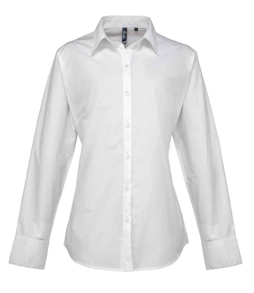 Premier Ladies Supreme Long Sleeve Poplin Shirt, White