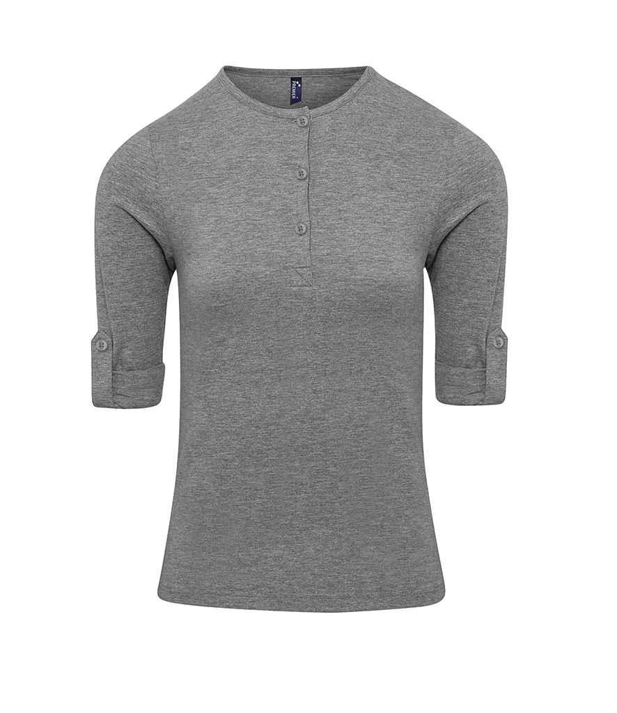 Premier Ladies Long John Roll Sleeve T-Shirt | Grey Marl T-Shirt Premier style-pr318 Schoolwear Centres