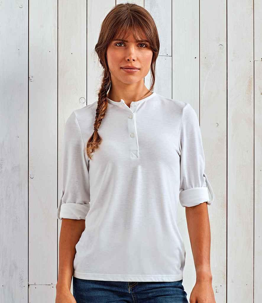 Premier Ladies Long John Roll Sleeve T-Shirt | White T-Shirt Premier style-pr318 Schoolwear Centres