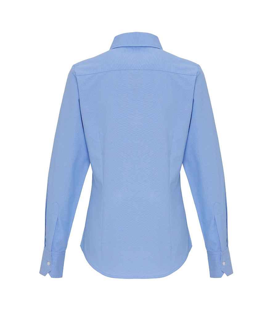 Premier Ladies Long Sleeve Striped Oxford Shirt | Oxford Blue Shirt Premier style-pr338 Schoolwear Centres