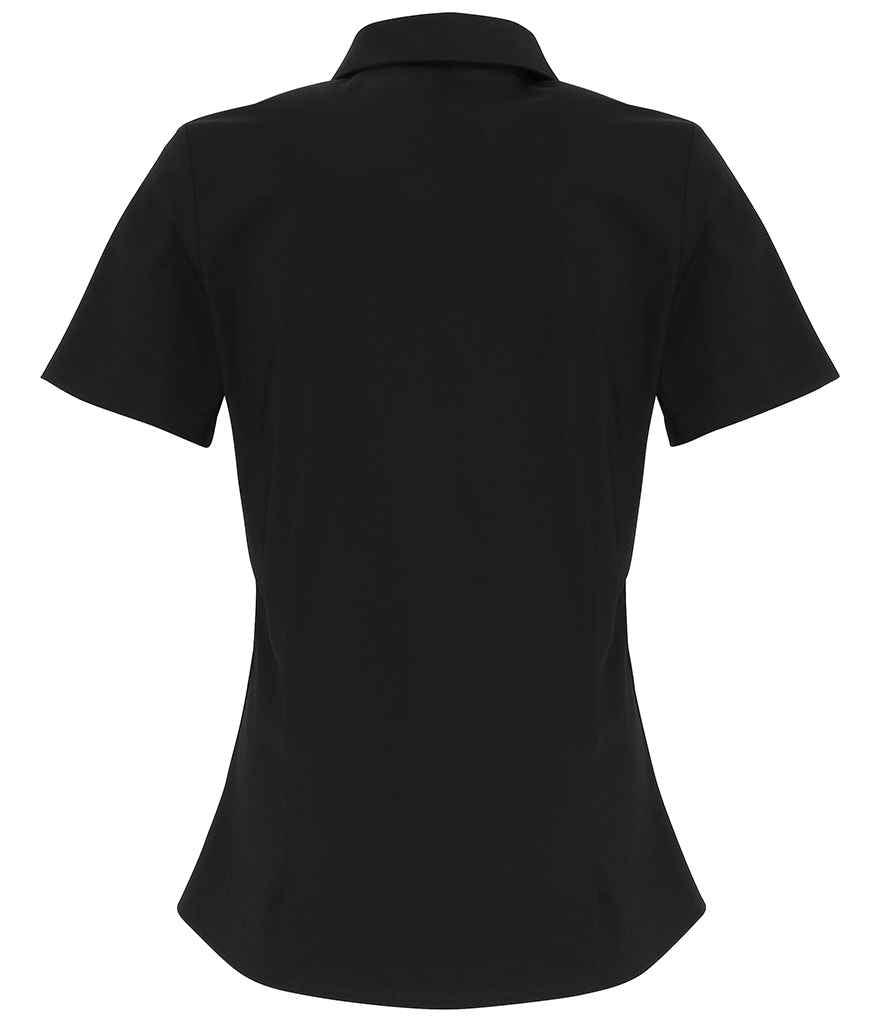 Premier Ladies Short Sleeve Stretch Fit Poplin Shirt | Black Shirt Premier style-pr346 Schoolwear Centres