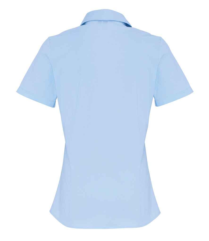 Premier Ladies Short Sleeve Stretch Fit Poplin Shirt | Pale Blue Shirt Premier style-pr346 Schoolwear Centres
