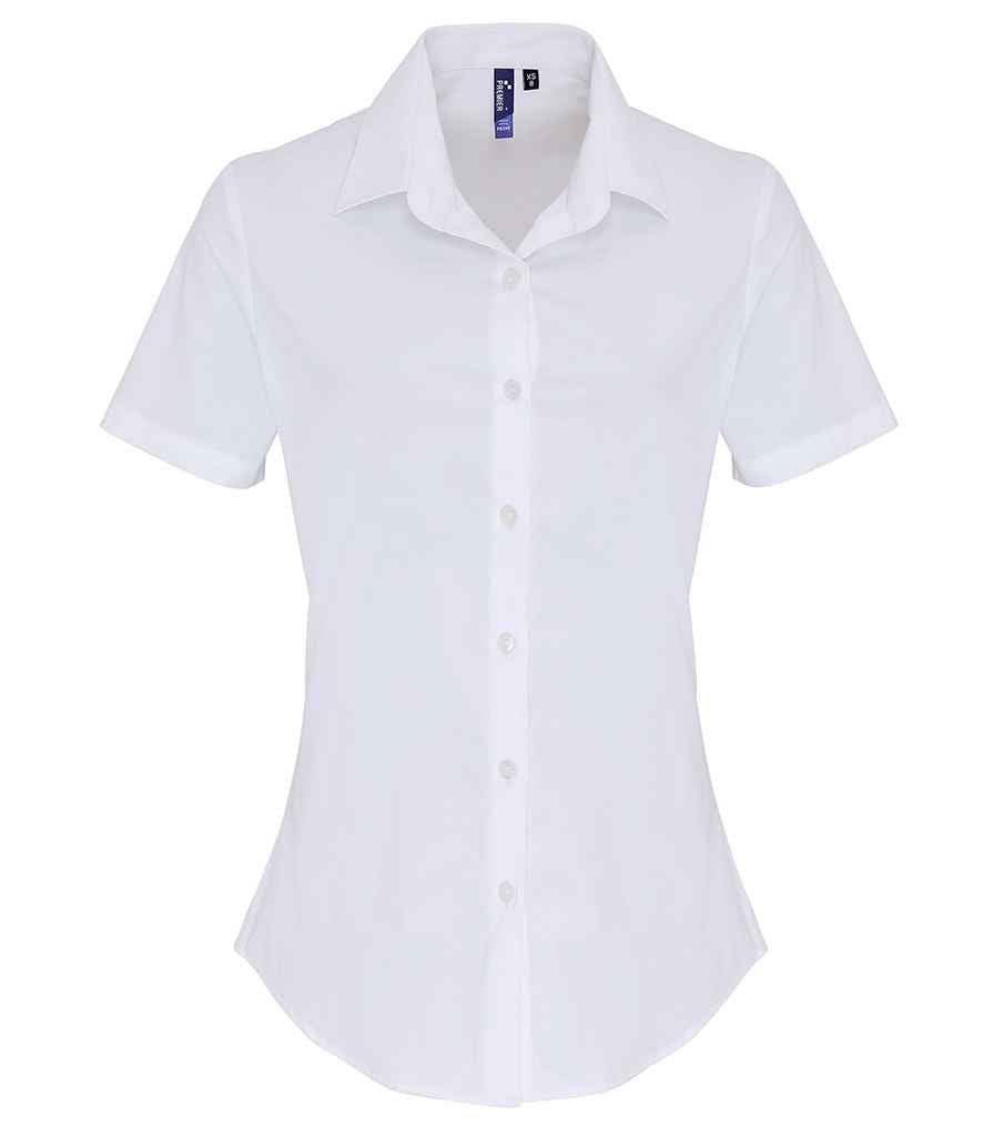 Premier Ladies Short Sleeve Stretch Fit Poplin Shirt | White Shirt Premier style-pr346 Schoolwear Centres