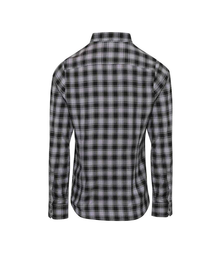 Premier Ladies Mulligan Check Long Sleeve Shirt | Steel/Black Shirt Premier style-pr350 Schoolwear Centres
