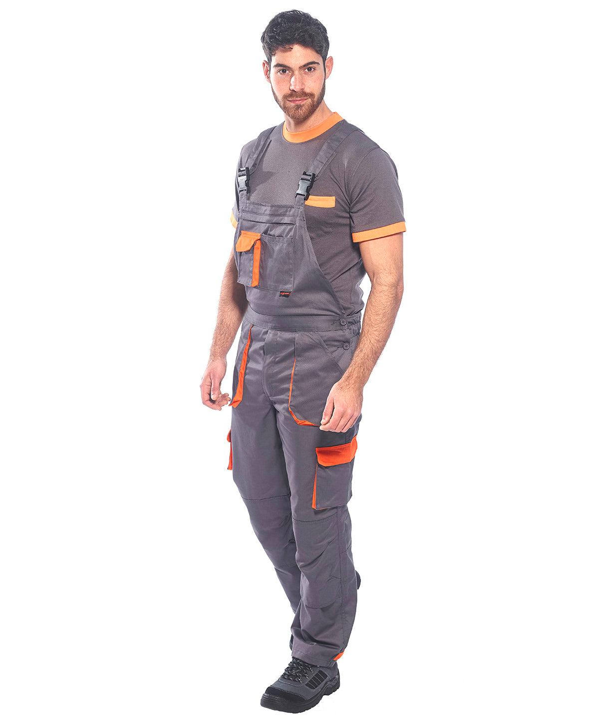 Grey/Orange - Portwest Texo contrast bib and brace (TX12) Coveralls Portwest Safetywear, Workwear Schoolwear Centres