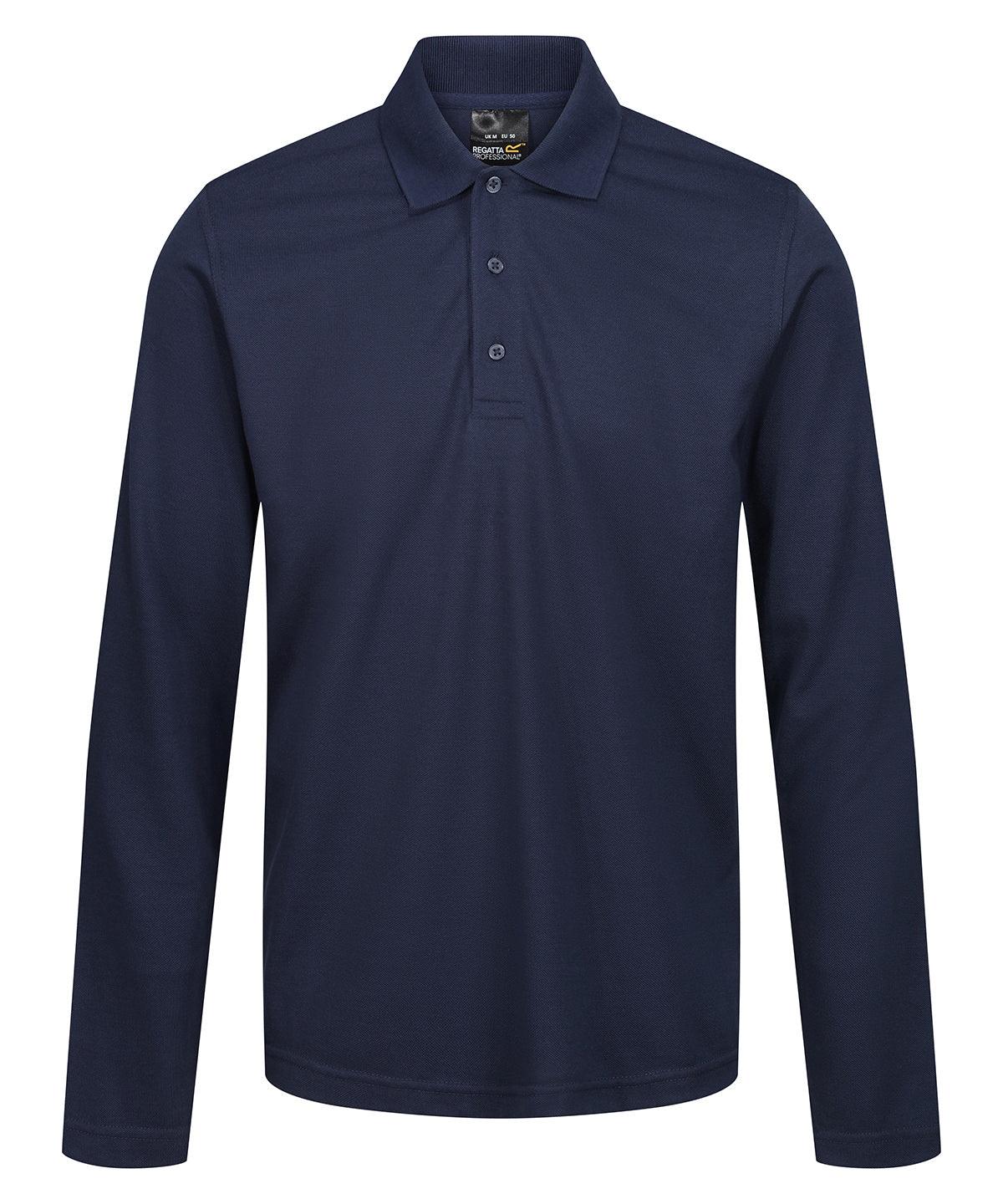 Navy - Pro 65/35 long sleeve polo Polos Regatta Professional New Styles for 2023, Organic & Conscious, Plus Sizes, Polos & Casual, Rebrandable Schoolwear Centres