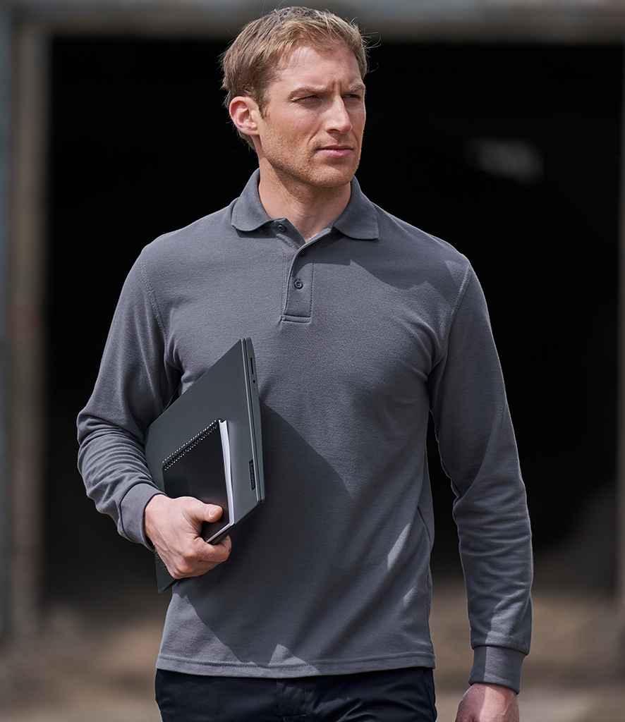 Pro RTX Pro Long Sleeve Piqué Polo Shirt | Solid Grey Polo Pro RTX style-rx102 Schoolwear Centres