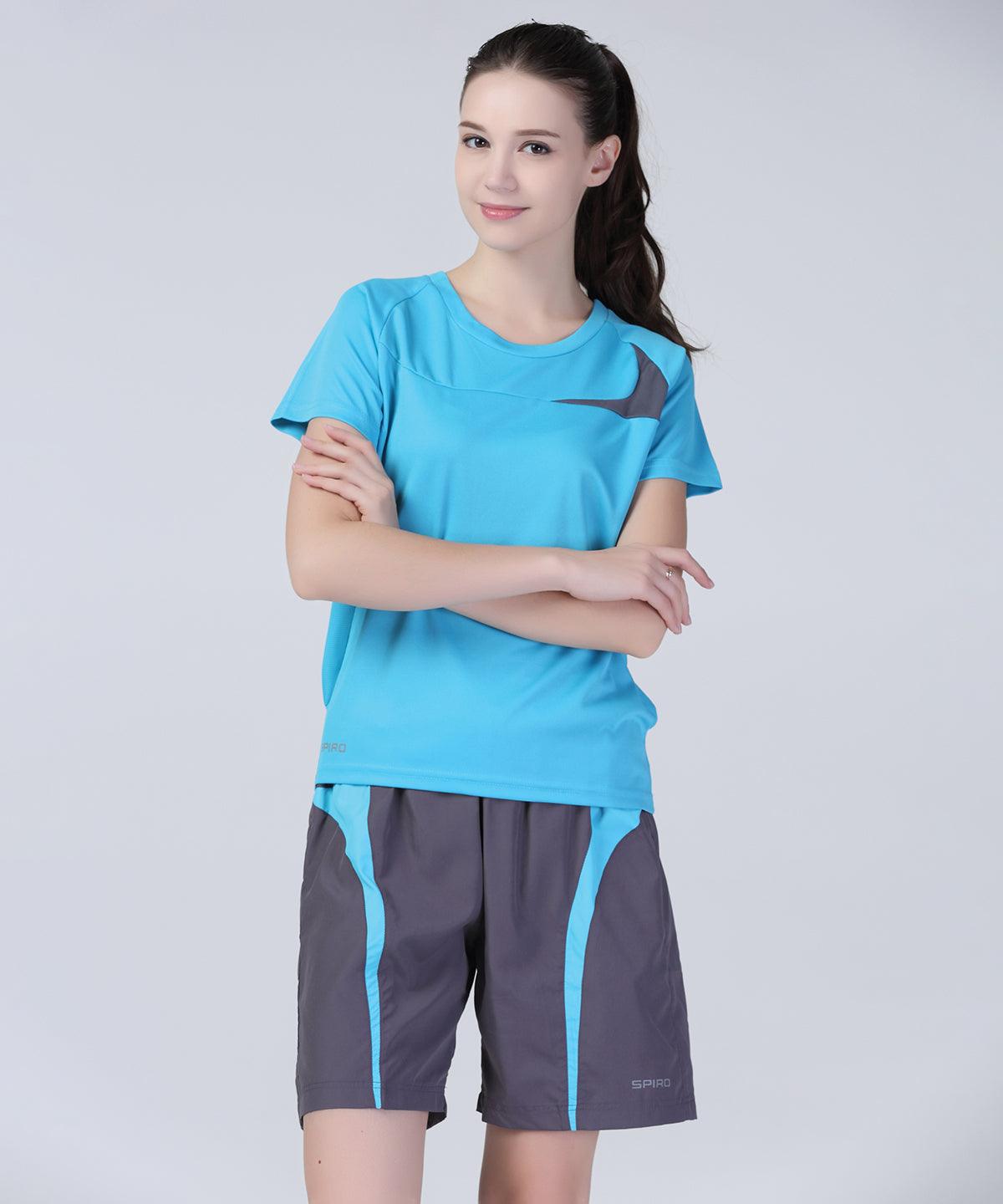 Grey/Aqua - Spiro micro-lite team shorts Shorts Spiro On-Trend Activewear, Sports & Leisure, Trousers & Shorts, UPF Protection Schoolwear Centres