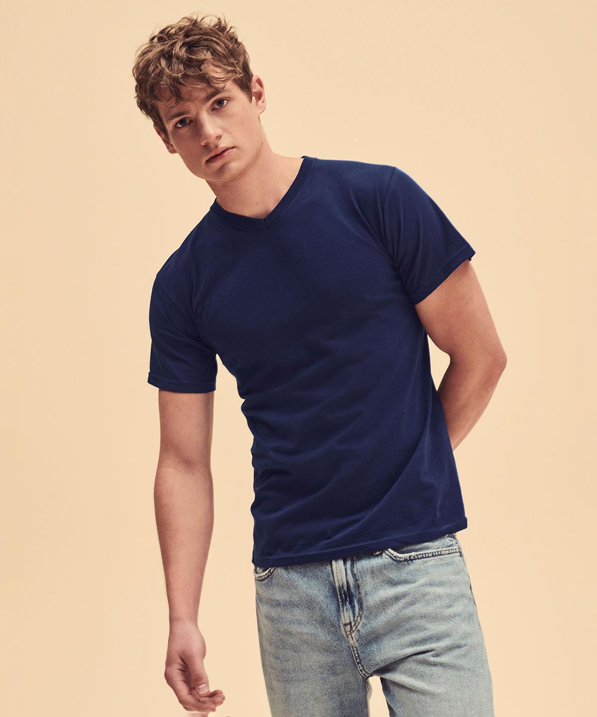 Deep Navy - Valueweight v-neck T T-Shirts Fruit of the Loom Must Haves, T-Shirts & Vests Schoolwear Centres