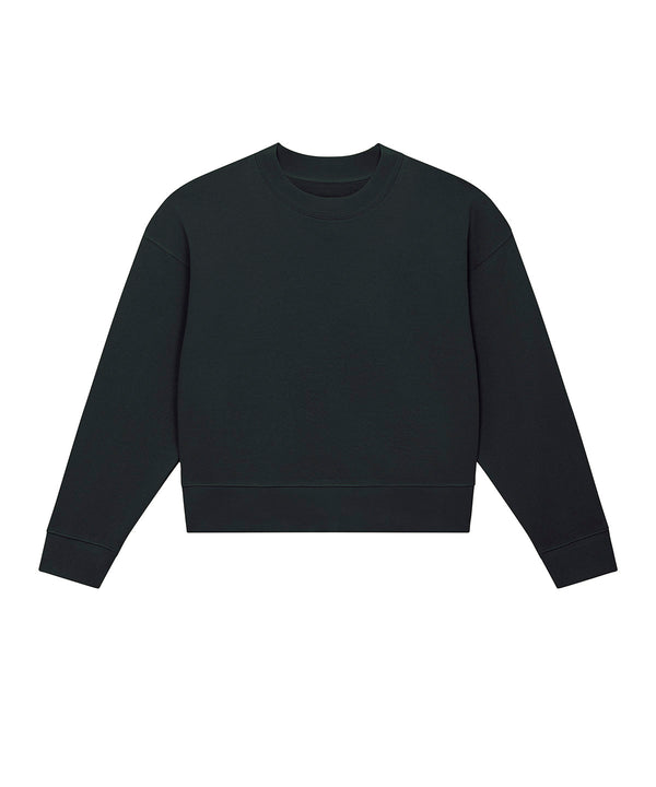 Black - Stella Cropster Wave Terry women's cropped crew neck sweatshirt (STSW874) Sweatshirts Stanley/Stella Co-ords, Cropped, Exclusives, New Styles For 2022, Organic & Conscious, Raladeal - Recently Added, Stanley/ Stella, Sweatshirts Schoolwear Centres