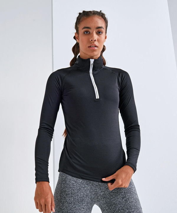 Black/White - Women's TriDri® performance ¼ zip Sports Overtops TriDri® Activewear & Performance, Athleisurewear, Back to Fitness, Exclusives, Outdoor Sports, Rebrandable, Sports & Leisure, UPF Protection Schoolwear Centres