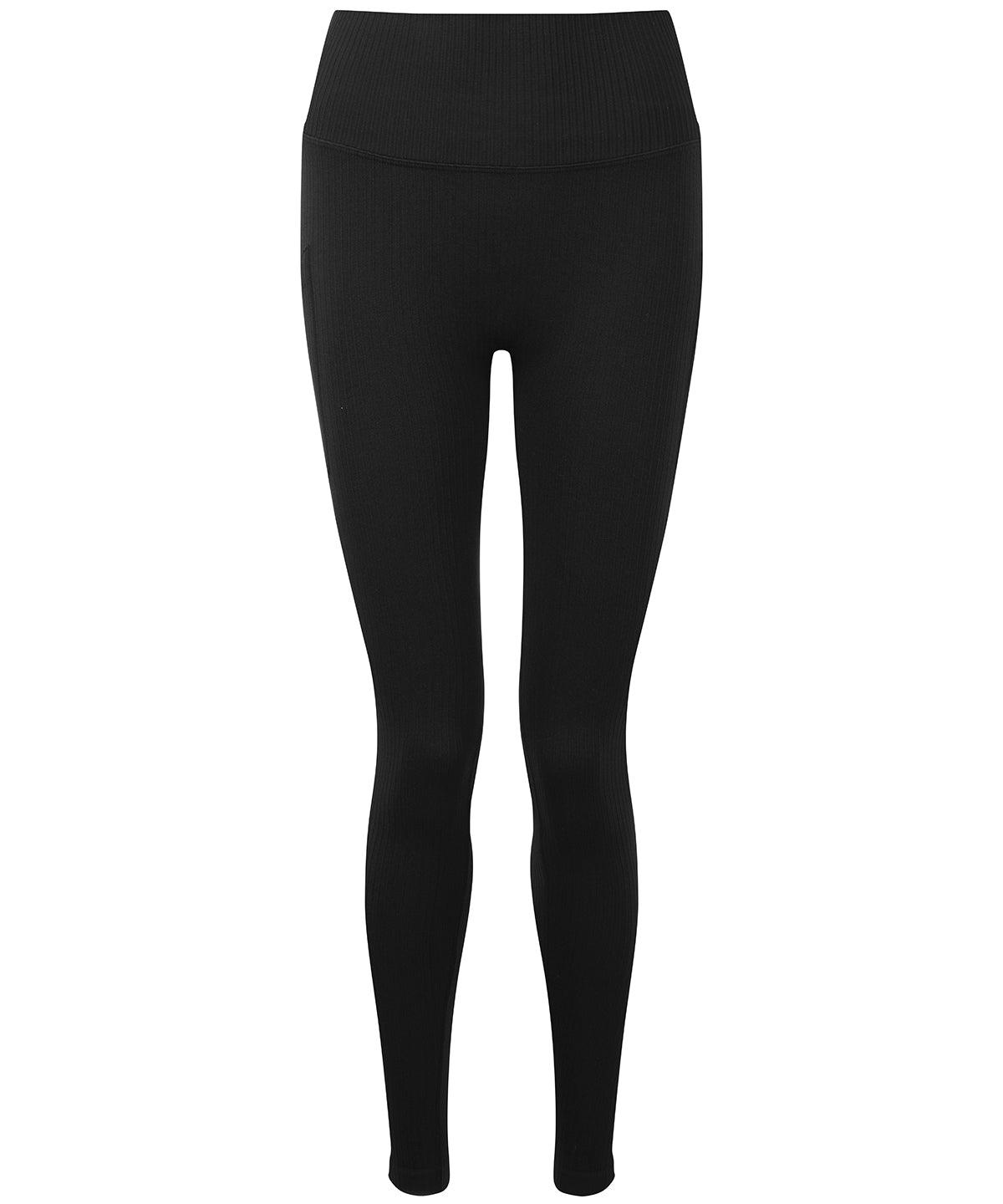 Black - Women's TriDri® ribbed seamless 3D fit multi-sport leggings Leggings TriDri® Activewear & Performance, Back to the Gym, Co-ords, Exclusives, Leggings, Lounge Sets, Must Haves, New For 2021, New Styles For 2021, Rebrandable, Sports & Leisure, Trousers & Shorts Schoolwear Centres