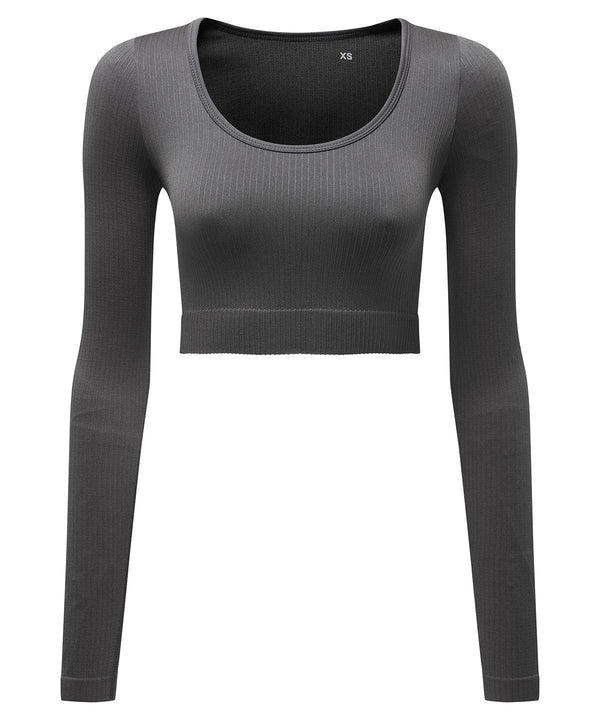 Charcoal - Women’s TriDri® ribbed seamless '3D Fit' crop top T-Shirts TriDri® Activewear & Performance, Back to the Gym, Cropped, Exclusives, New Styles For 2022, T-Shirts & Vests, Women's Fashion Schoolwear Centres
