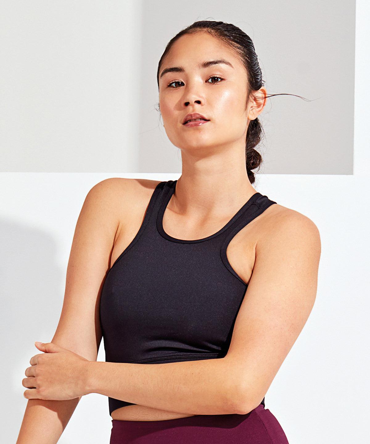 Black - TriDri® performance sports mid-length bra (low impact) Bras TriDri® Activewear & Performance, Athleisurewear, Back to Fitness, Exclusives, Lounge & Underwear, Rebrandable Schoolwear Centres