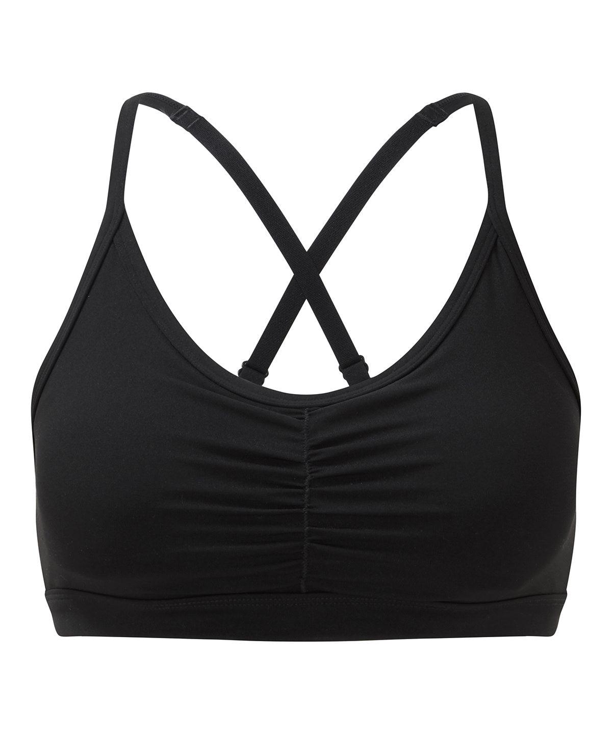 Black - Women's TriDri® ruched sports bra (medium impact) Bras TriDri® Activewear & Performance, Back to the Gym, Exclusives, New Styles For 2022, Women's Fashion Schoolwear Centres