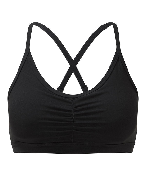 Black - Women's TriDri® ruched sports bra (medium impact) Bras TriDri® Activewear & Performance, Back to the Gym, Exclusives, New Styles For 2022, Women's Fashion Schoolwear Centres