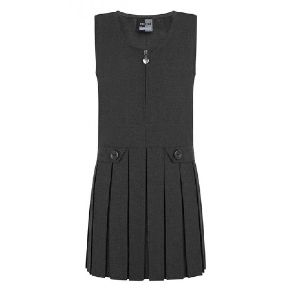 Two Button/Flap Pinafores | Grey | Navy | Bottle | Brown | Black | Royal | Maroon - Schoolwear Centres | School Uniforms near me