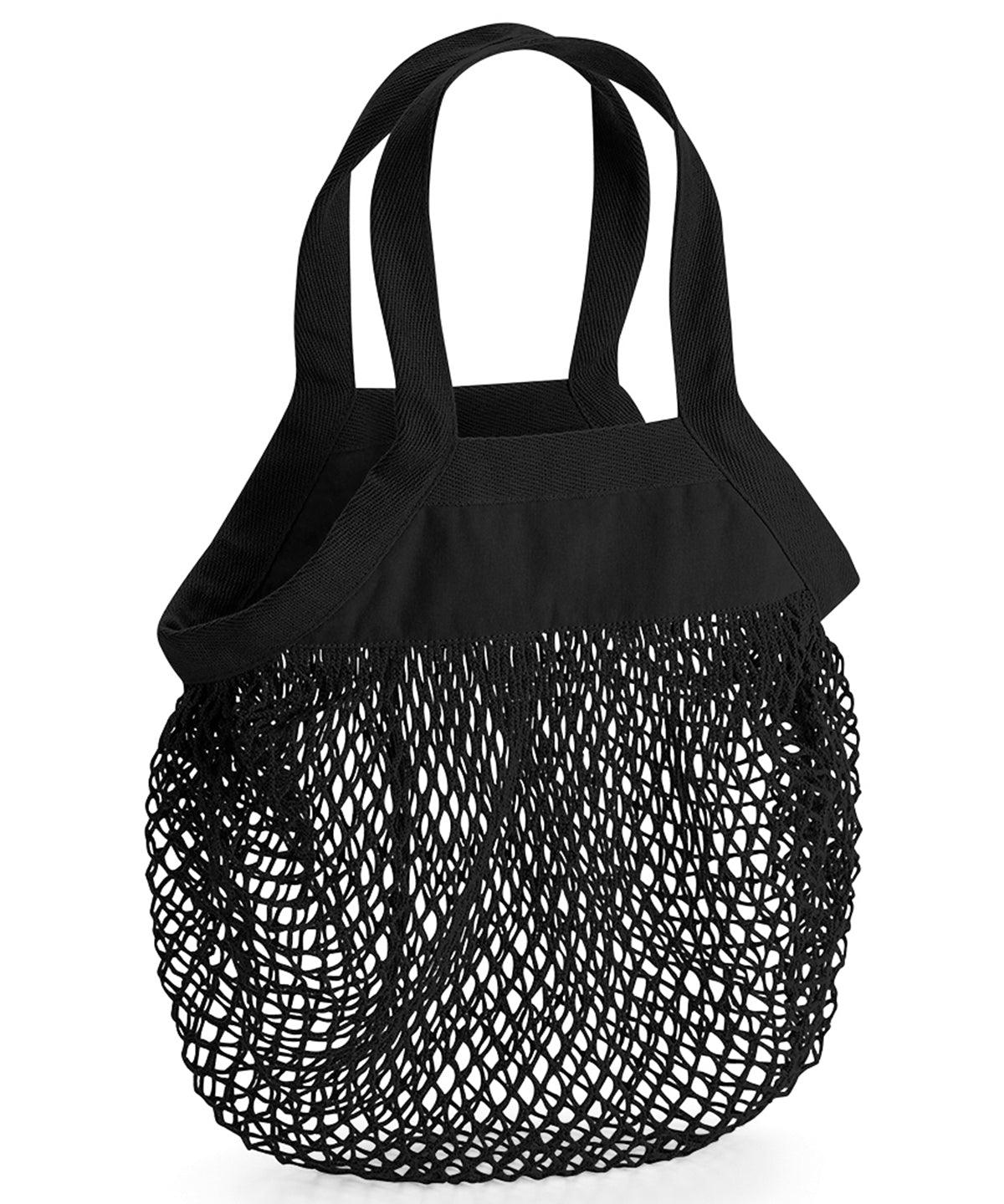 Black - Organic cotton mini mesh grocery bag Bags Westford Mill Bags & Luggage, New For 2021, New Styles For 2021, Organic & Conscious, Summer Accessories Schoolwear Centres