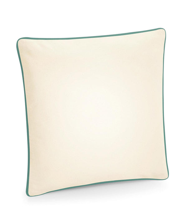 Natural/Sage Green - Fairtrade cotton piped cushion cover Cushion Covers Westford Mill Homewares & Towelling, New Styles for 2023, Organic & Conscious Schoolwear Centres