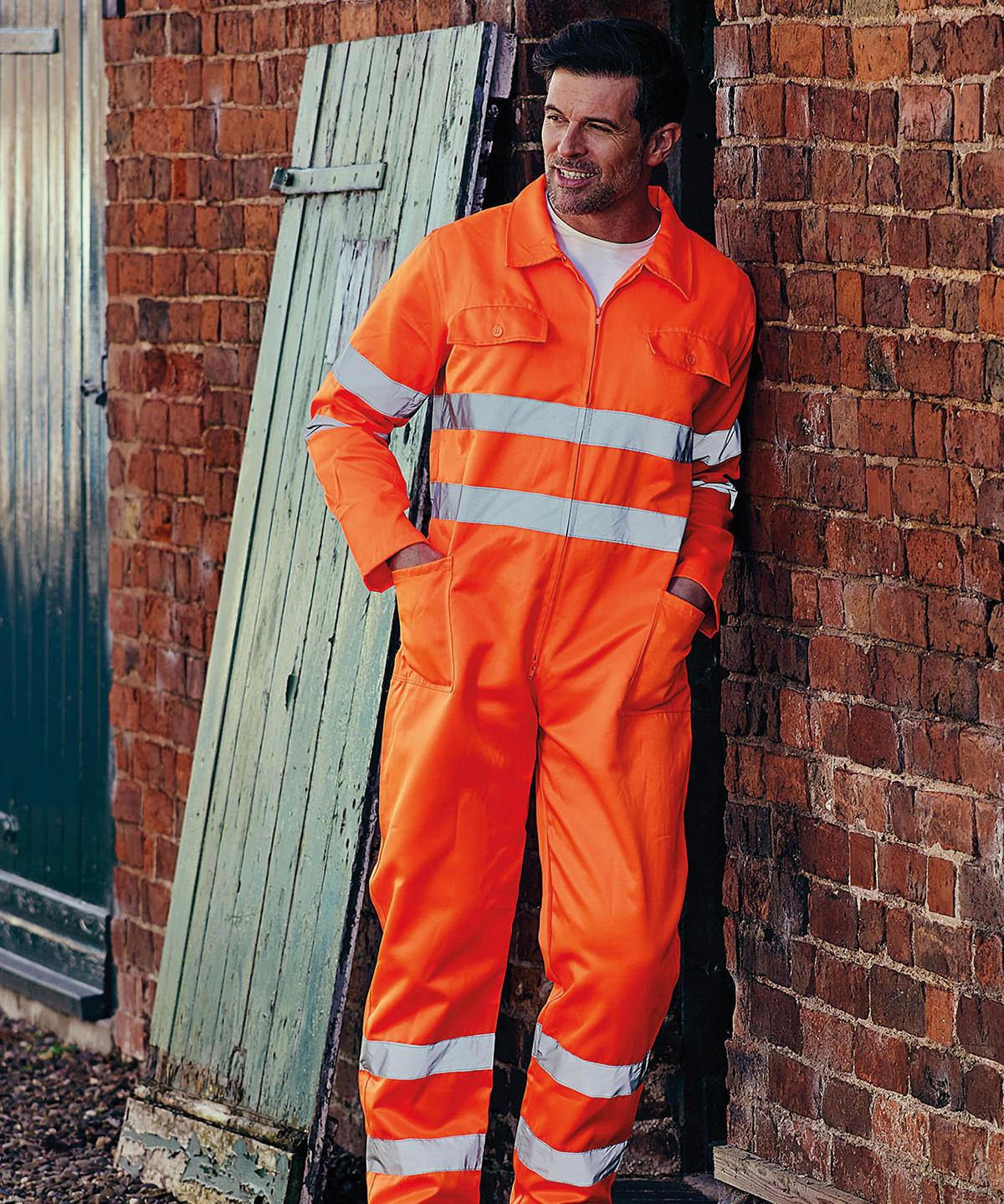 Orange - Hi-vis polycotton coverall (HV058) Coveralls Yoko Plus Sizes, Safetywear, Workwear Schoolwear Centres