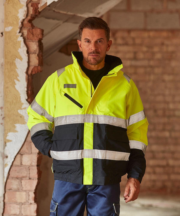 Yellow/Navy - Hi-vis fontaine flight jacket (HVP209) Jackets Yoko New For 2021, New Styles For 2021, Plus Sizes, Safetywear, Workwear Schoolwear Centres