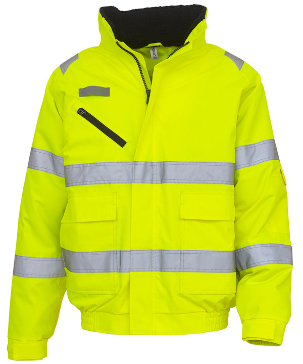 Yellow - Hi-vis fontaine flight jacket (HVP209) Jackets Yoko New For 2021, New Styles For 2021, Plus Sizes, Safetywear, Workwear Schoolwear Centres