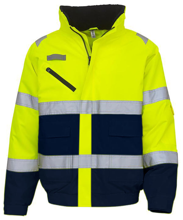 Yellow/Navy - Hi-vis fontaine flight jacket (HVP209) Jackets Yoko New For 2021, New Styles For 2021, Plus Sizes, Safetywear, Workwear Schoolwear Centres