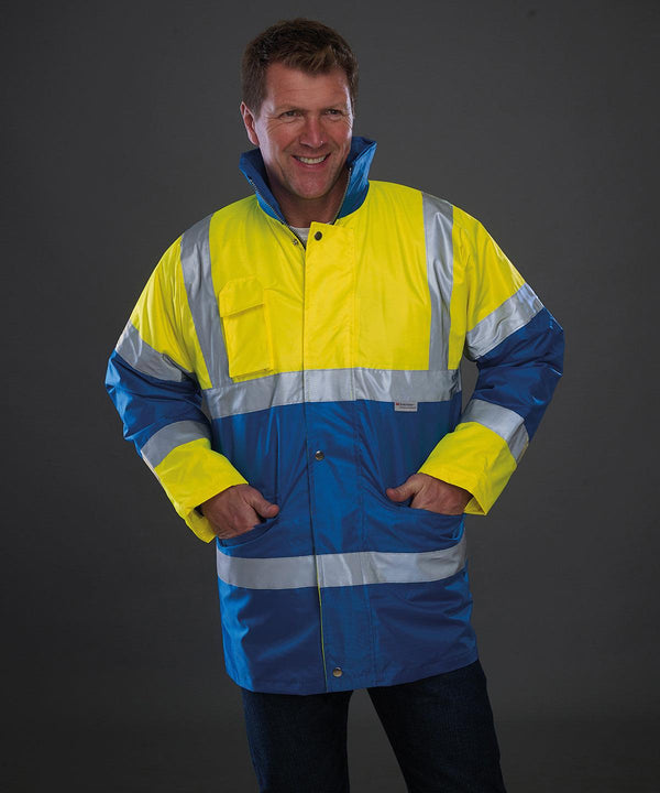 Yellow/Royal Blue - Hi-vis contrast jacket (HVP303) Jackets Yoko Jackets & Coats, Plus Sizes, Safetywear, Workwear Schoolwear Centres
