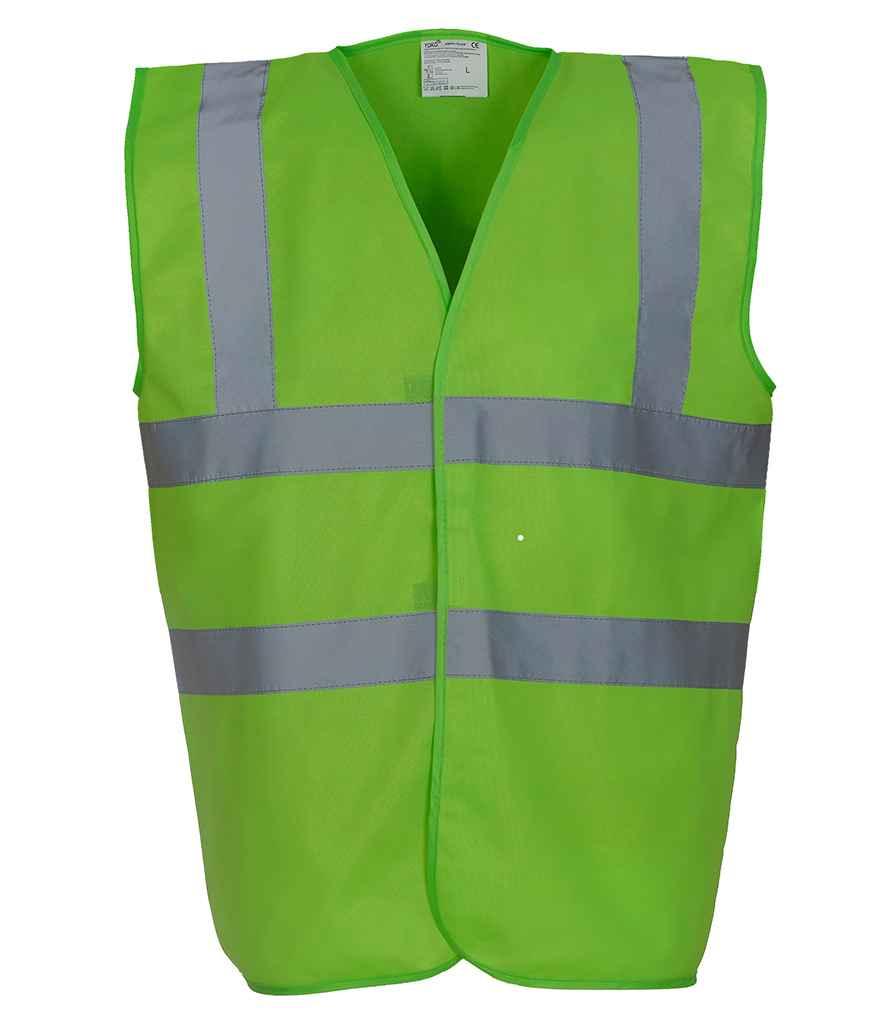 Yoko Hi-Vis Two Band and Braces Waistcoat | Lime Green Waistcoat Yoko hi-vis, Hi-vis Adult, Hi-vis Reflective Border Kids Waistcoat, Hi-vis Tops, Hi-Viz Premium P.E. Bag, style-yk102, workwear, Yoko Schoolwear Centres