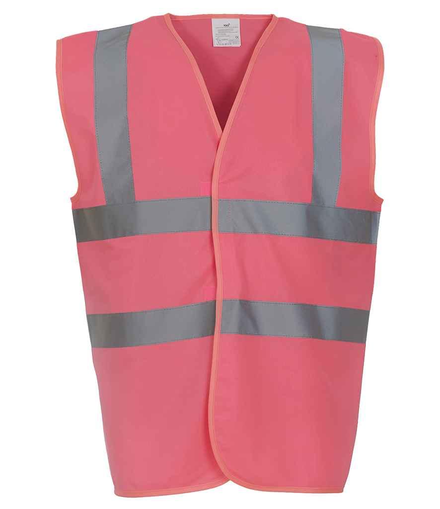 Yoko Hi-Vis Two Band and Braces Waistcoat | Pink Waistcoat Yoko hi-vis, Hi-vis Adult, Hi-vis Reflective Border Kids Waistcoat, Hi-vis Tops, Hi-Viz Premium P.E. Bag, style-yk102, workwear, Yoko Schoolwear Centres