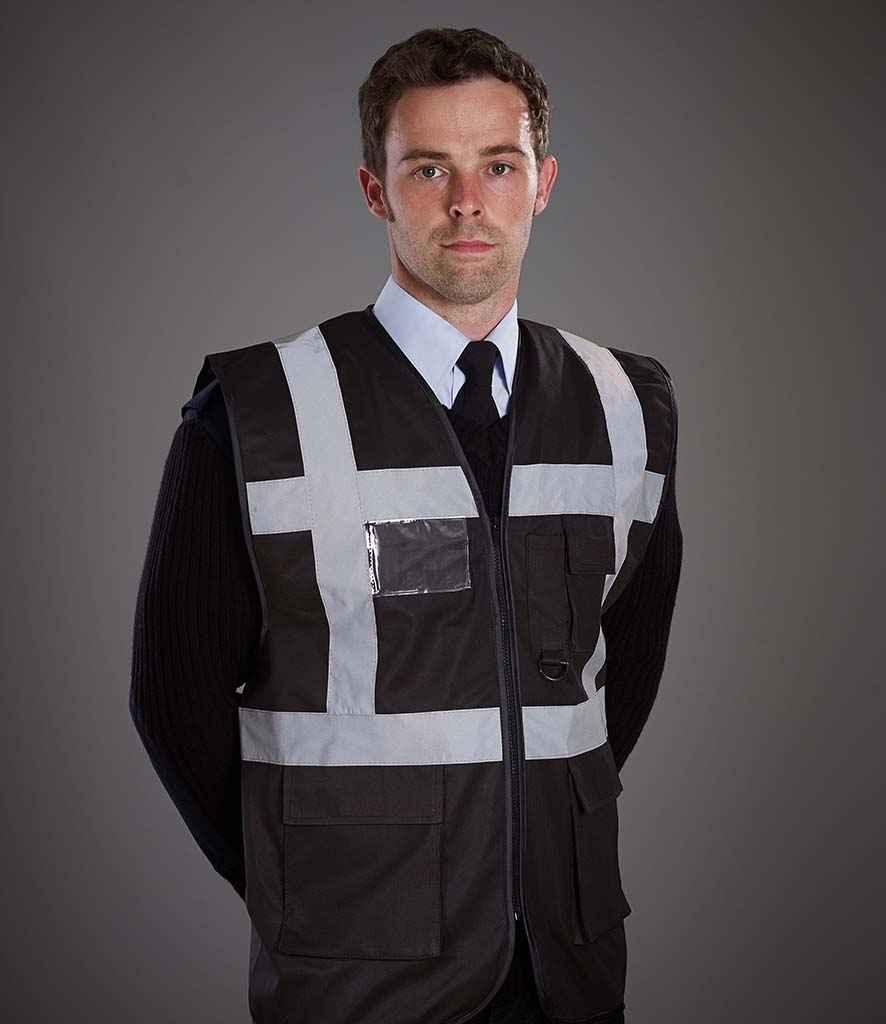 Yoko Executive Waistcoat | Black Waistcoat Yoko hi-vis, Hi-vis Adult, Hi-vis Reflective Border Kids Waistcoat, Hi-vis Tops, Hi-Viz Premium P.E. Bag, style-yk103, workwear, Yoko Schoolwear Centres