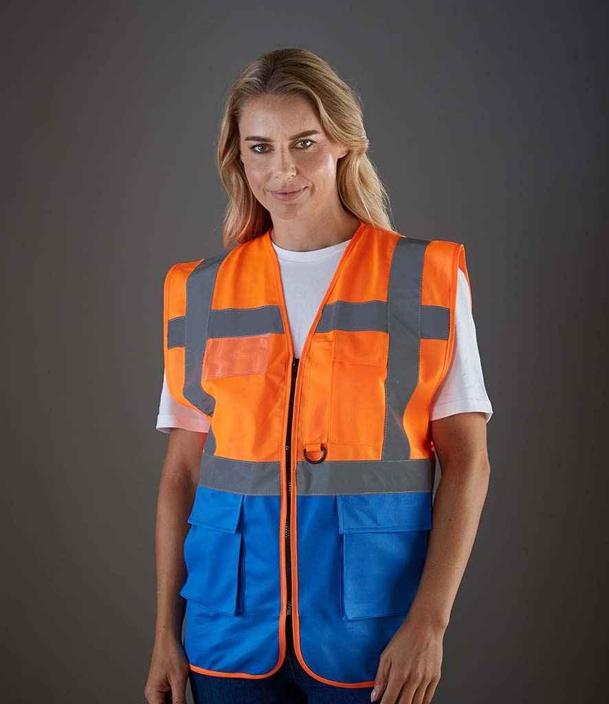Yoko Executive Waistcoat | Orange/Royal Blue Waistcoat Yoko hi-vis, Hi-vis Adult, Hi-vis Reflective Border Kids Waistcoat, Hi-vis Tops, Hi-Viz Premium P.E. Bag, style-yk103, workwear, Yoko Schoolwear Centres