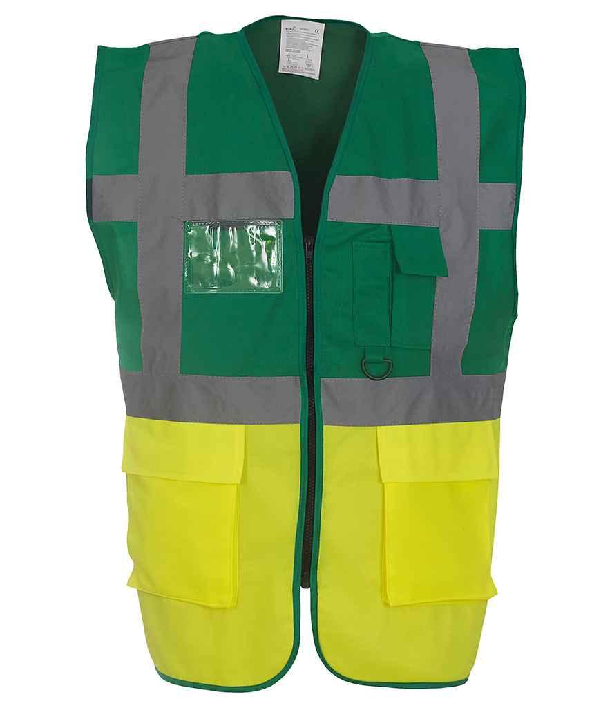 Yoko Executive Waistcoat | Paramedic Green/Yellow Waistcoat Yoko hi-vis, Hi-vis Adult, Hi-vis Reflective Border Kids Waistcoat, Hi-vis Tops, Hi-Viz Premium P.E. Bag, style-yk103, workwear, Yoko Schoolwear Centres